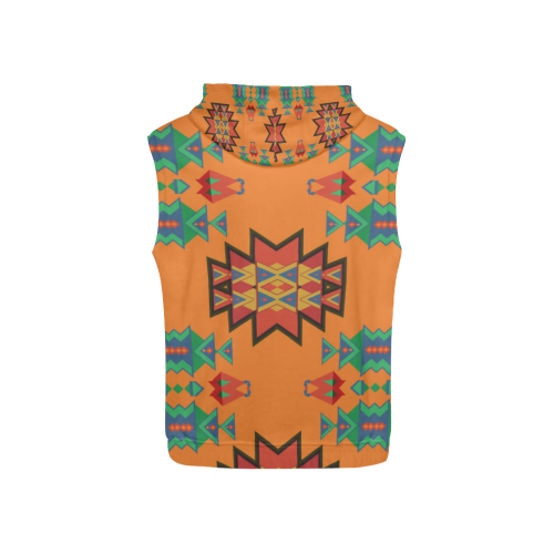 Misc shapes on an orange background All Over Print Sleeveless Hoodie for Kid (Model H15)