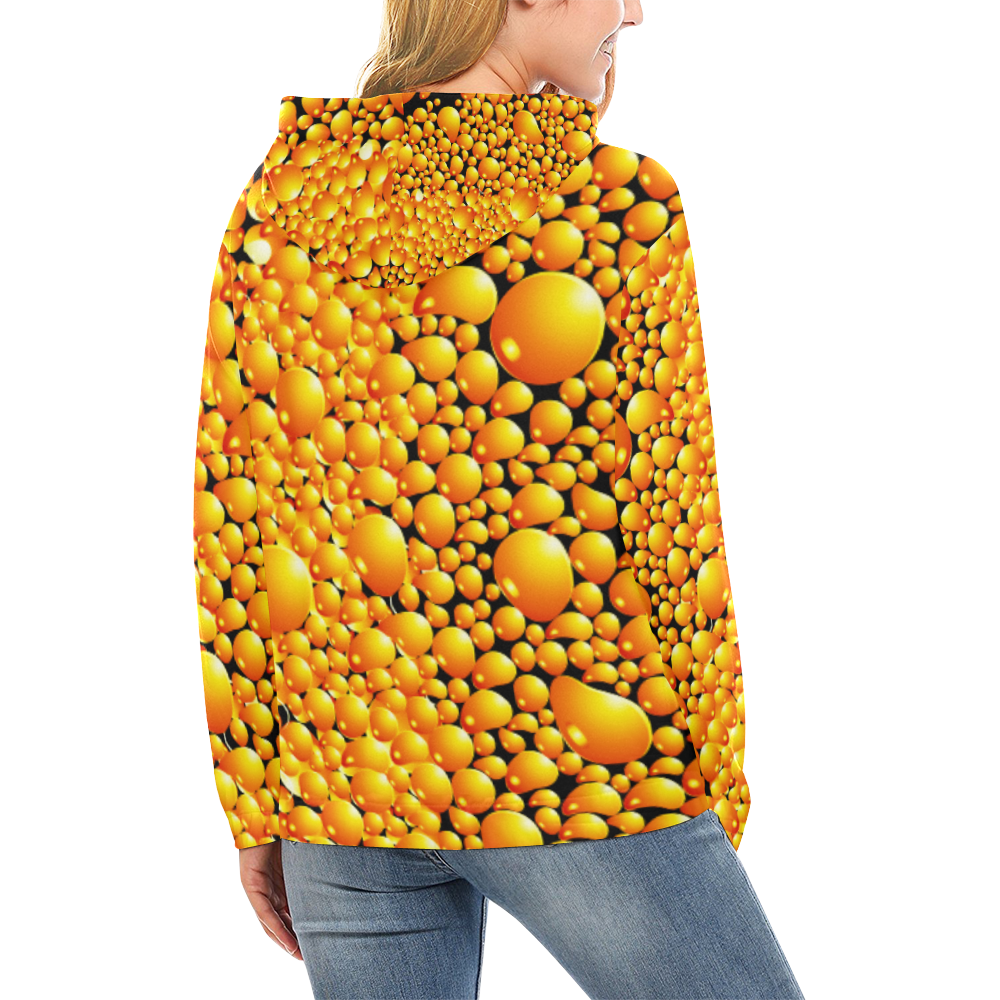 yellow bubble All Over Print Hoodie for Women (USA Size) (Model H13)