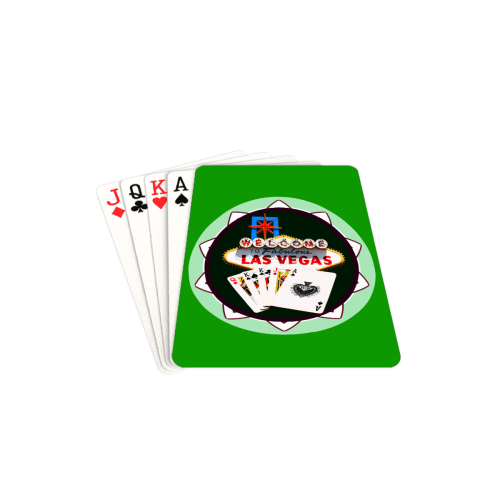 LasVegasIcons Poker Chip - Poker Hand on Green Playing Cards 2.5"x3.5"