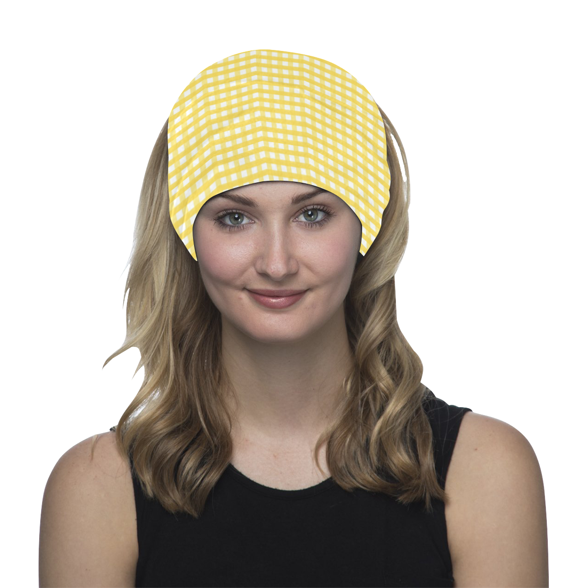 Yellow Gingham Checked Pattern Multifunctional Headwear