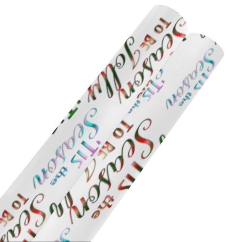 Christmas 'Tis The Season Pattern on White Gift Wrapping Paper 58"x 23" (2 Rolls)