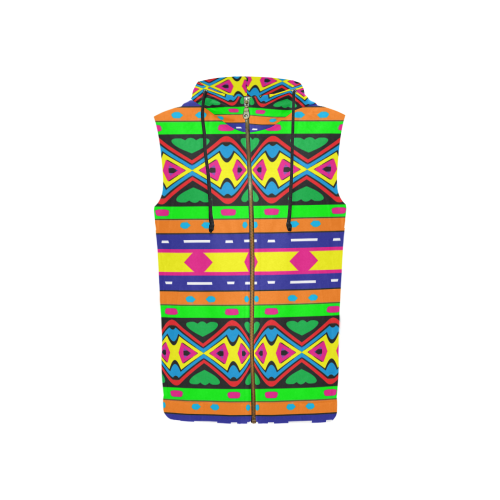 Distorted colorful shapes and stripes All Over Print Sleeveless Zip Up Hoodie for Women (Model H16)
