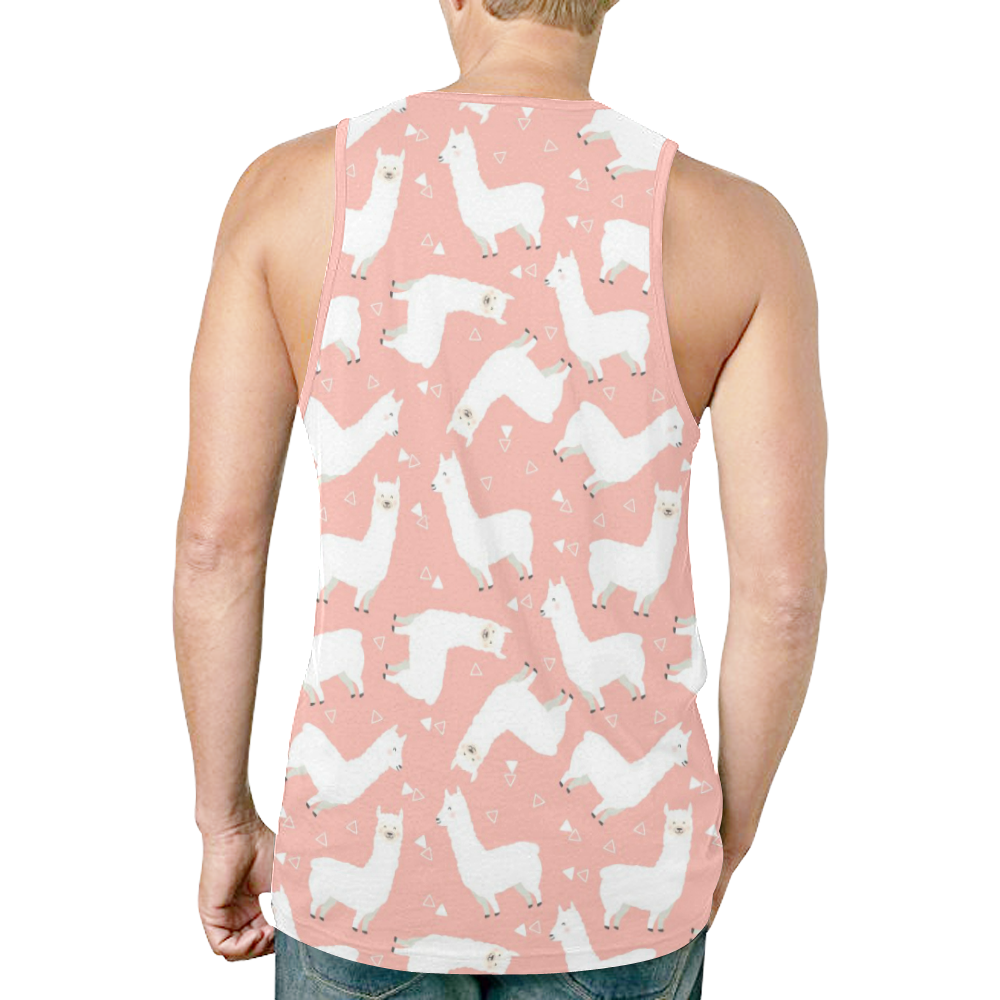 Pink Llama Pattern New All Over Print Tank Top for Men (Model T46)