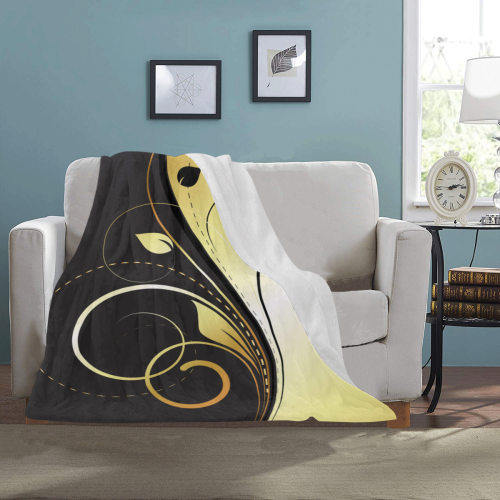 Flourish Swirls Golden Ultra-Soft Micro Fleece Blanket 30''x40''