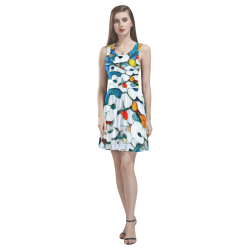 Ariel Acrylic Garden Thea Sleeveless Skater Dress(Model D19)