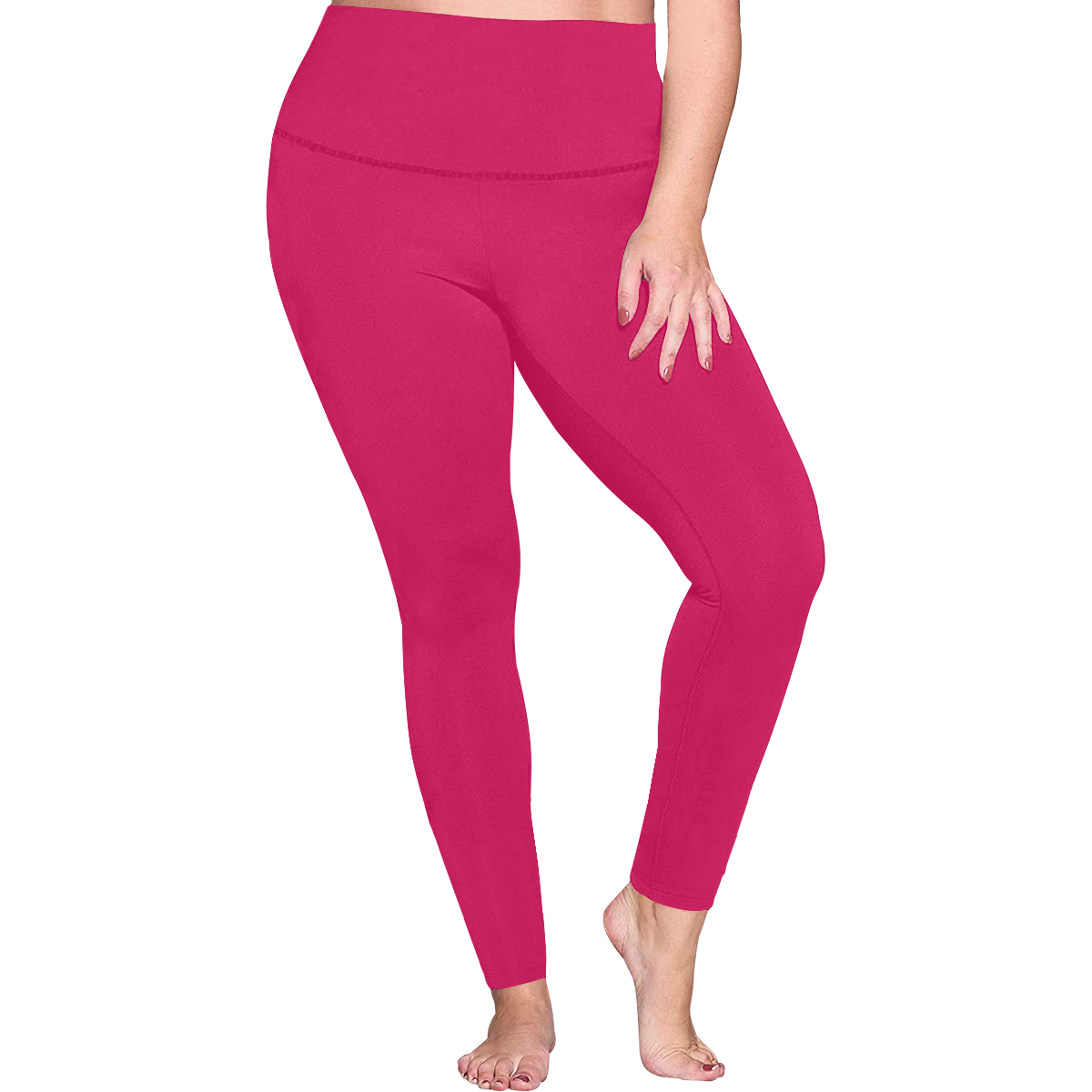 color ruby Women's Plus Size High Waist Leggings (Model L44)
