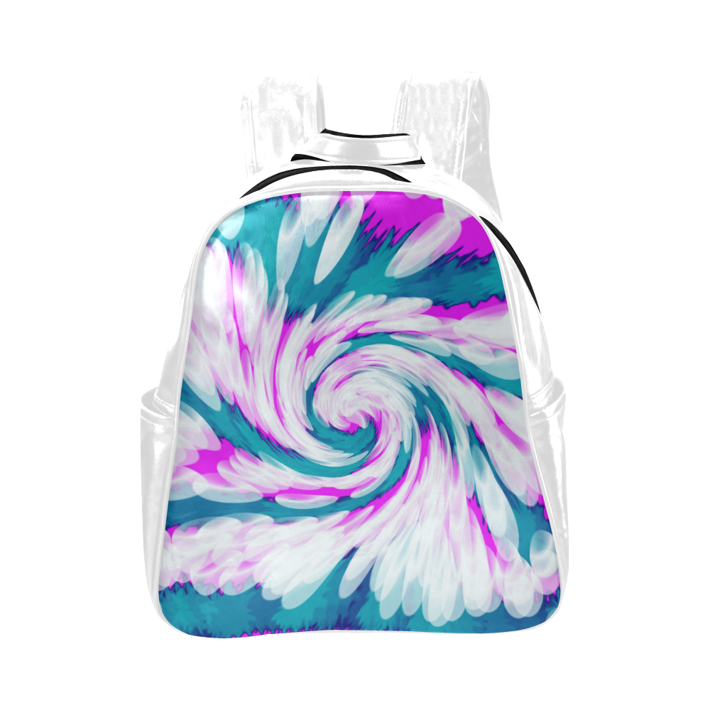 Turquoise Pink Tie Dye Swirl Abstract Multi-Pockets Backpack (Model 1636)