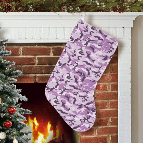 Woodland Pink Purple Camouflage Christmas Stocking (Without Folded Top)