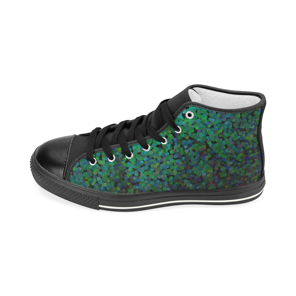 Pixel Glitch Green Men’s Classic High Top Canvas Shoes (Model 017)