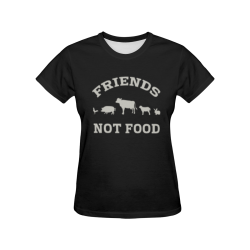Friends Not Food (Go Vegan) All Over Print T-Shirt for Women (USA Size) (Model T40)