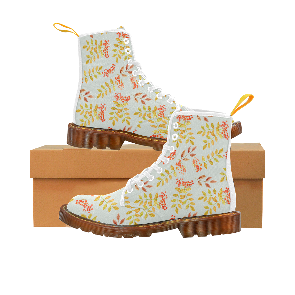 Fall Floral Pattern Martin Boots For Women Model 1203H