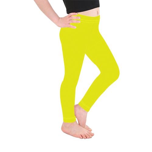 Bright Neon Yellow Kid's Ankle Length Leggings (Model L06)