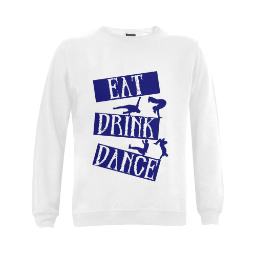 Break Dancing Blue on White Gildan Crewneck Sweatshirt(NEW) (Model H01)