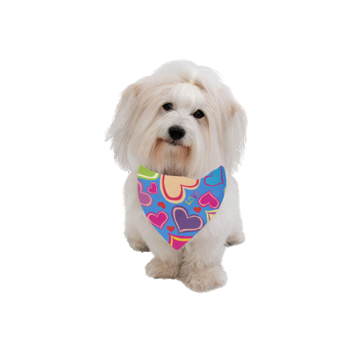 Cute Hearts - BLUE Pet Dog Bandana/Large Size