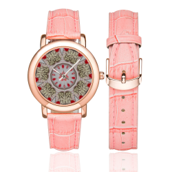 Love and Romance Pastries Cookies and Heart Candie Women's Rose Gold Leather Strap Watch(Model 201)