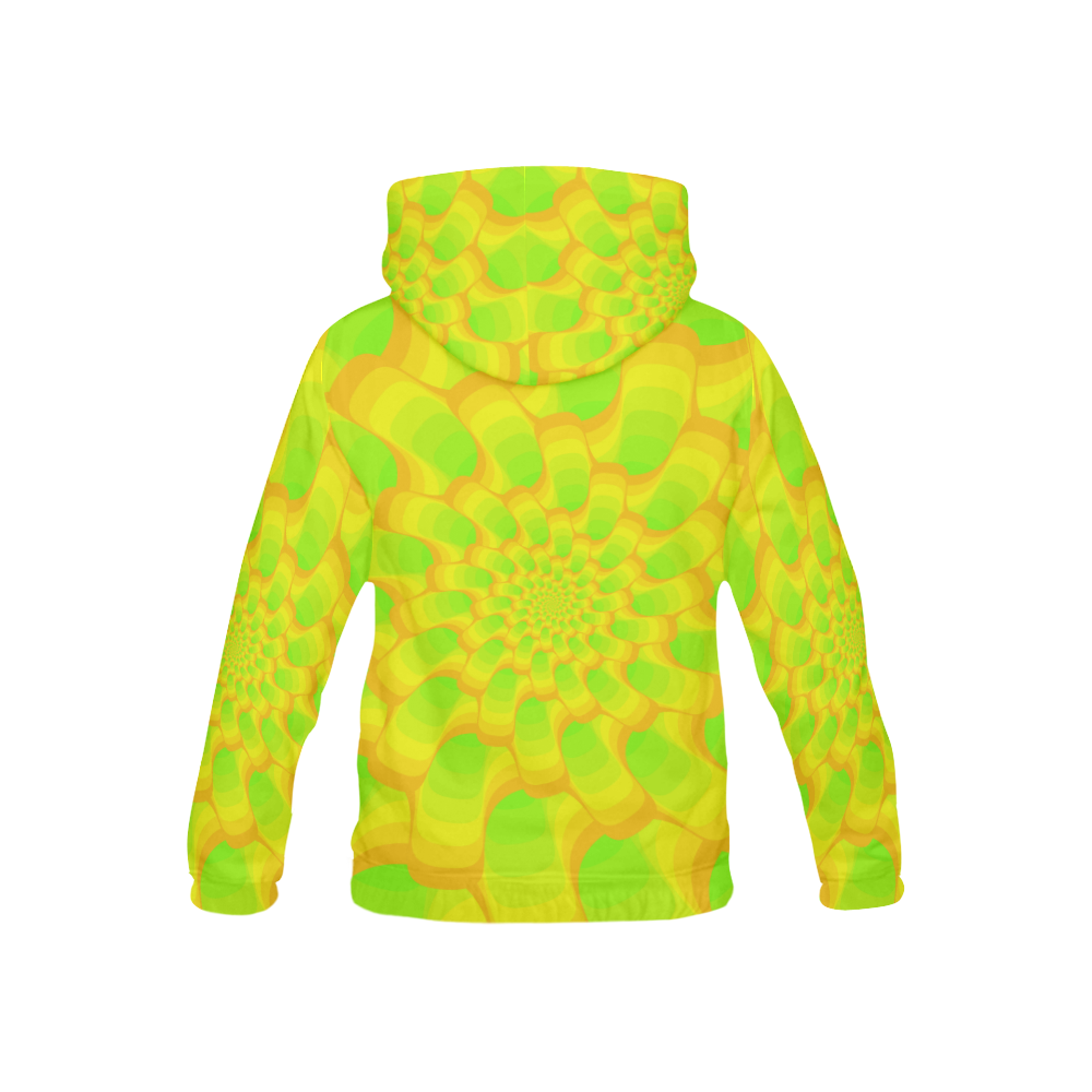 Green yellow spiral net All Over Print Hoodie for Kid (USA Size) (Model H13)