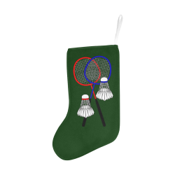 Badminton Rackets and Shuttlecocks Sports Green Christmas Stocking (Without Folded Top)