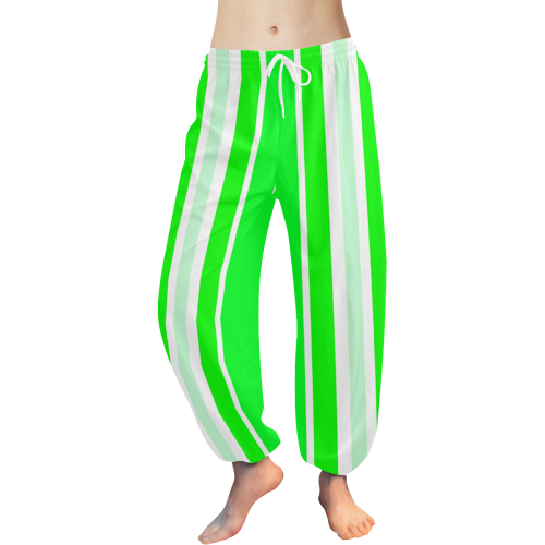 Neon Green Stripes Women's All Over Print Harem Pants (Model L18)