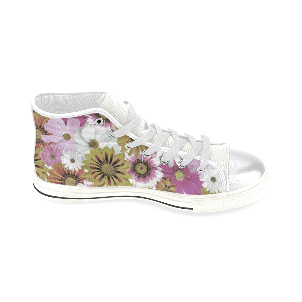 Spring Time Flowers 4 High Top Canvas Women's Shoes/Large Size (Model 017)