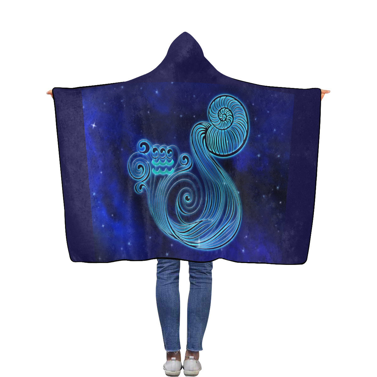 Aquarius design Flannel Hooded Blanket 40''x50''