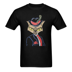 Gangster Cat Black Men's T-shirt in USA Size (Front Printing Only) (Model T02)