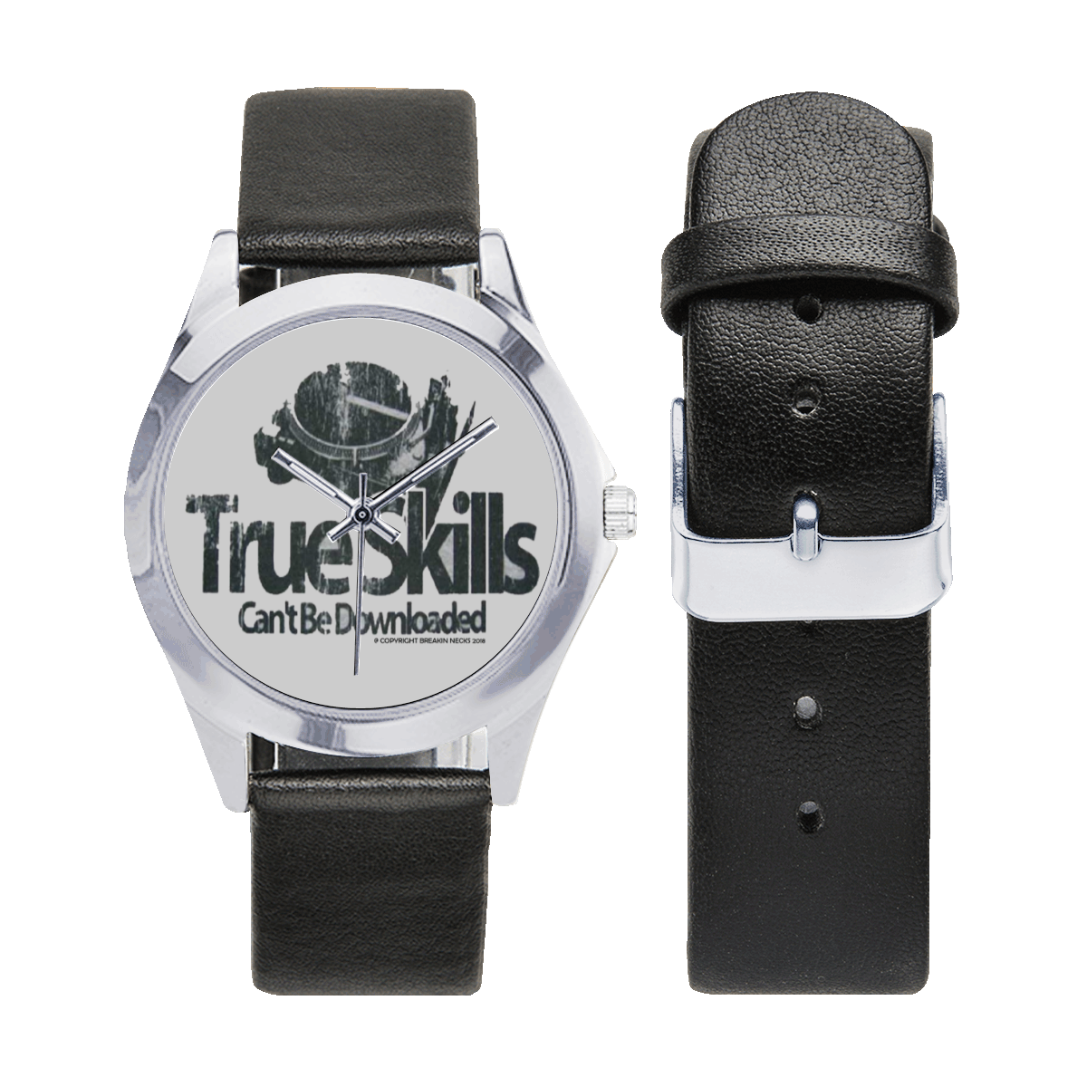 The True Skills DJ watch, Unisex Silver-Tone Round Leather Watch (Model 216)