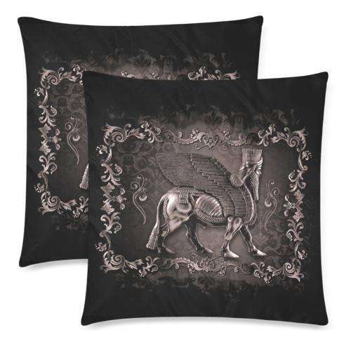 Lamassu in faded color Custom Zippered Pillow Cases 18"x 18" (Twin Sides) (Set of 2)