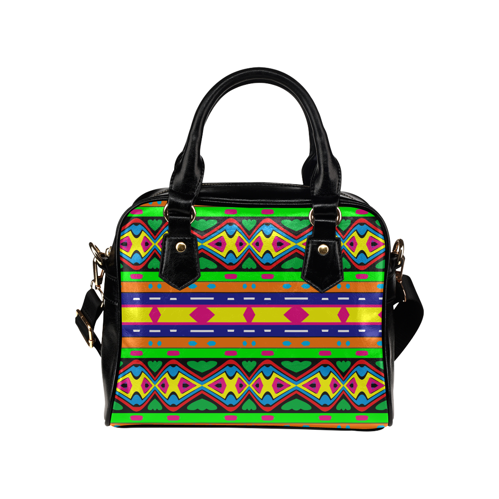 Distorted colorful shapes and stripes Shoulder Handbag (Model 1634)