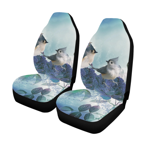 Cute birds with blue flowers Car Seat Covers (Set of 2)