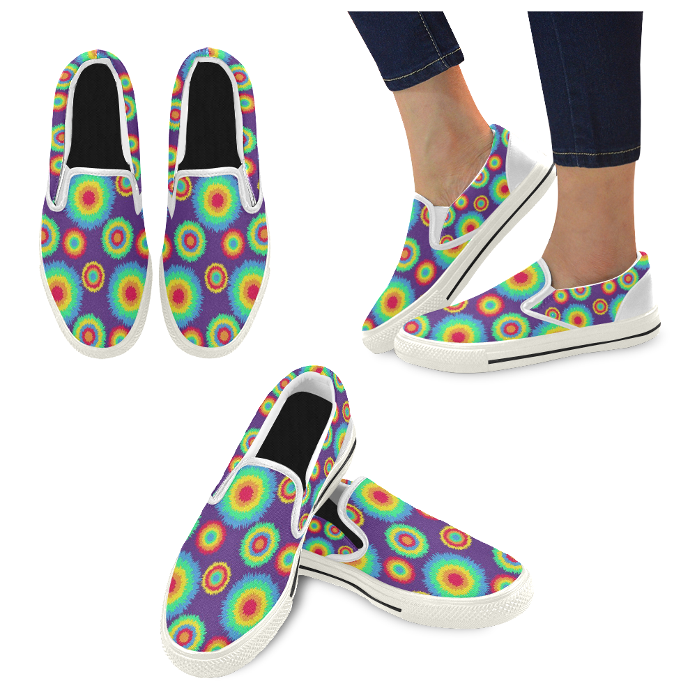 Tie-dye Women's Slip-on Canvas Shoes (Model 019)