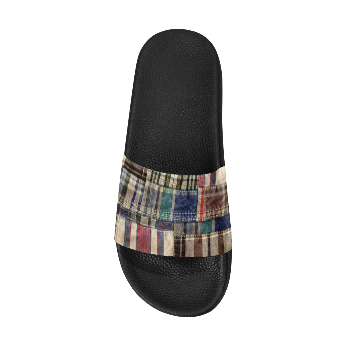 patchwork plaid wrinkle look Men's Slide Sandals (Model 057)