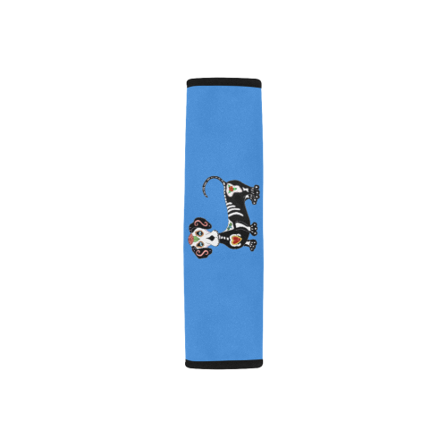 Dachshund Sugar Skull Blue Car Seat Belt Cover 7''x8.5''