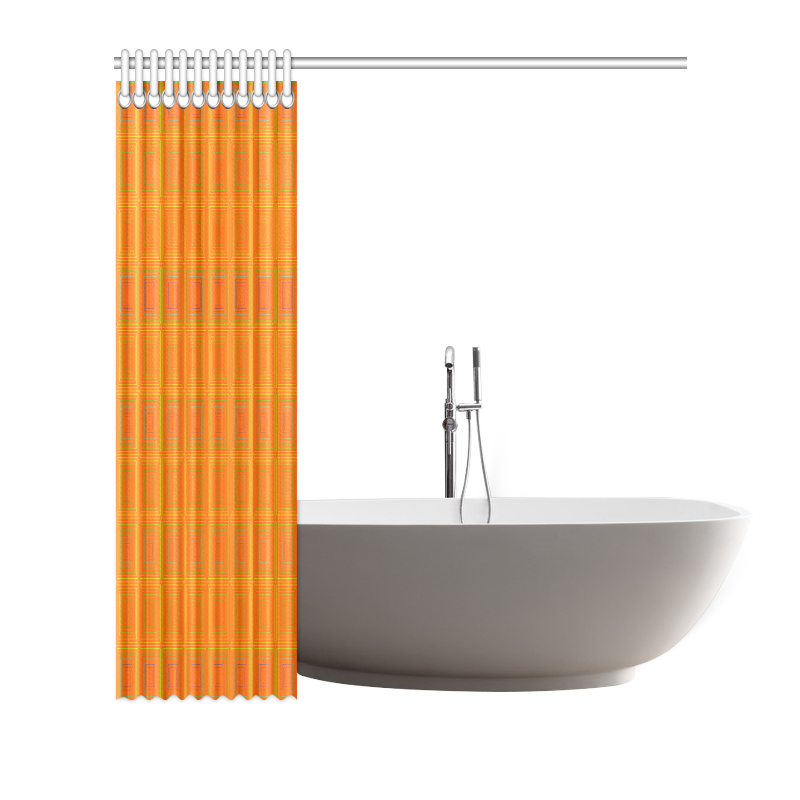 Orange reddish multicolored multiple squares Shower Curtain 66"x72"