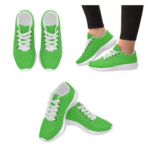 Green polka dots Women’s Running Shoes (Model 020)