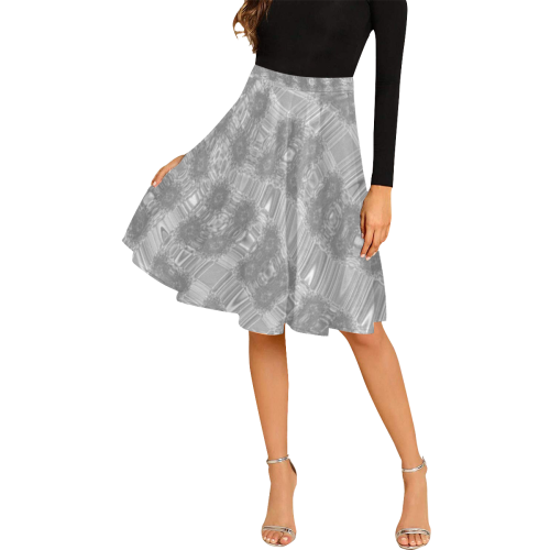 Abstract Grey Melete Pleated Midi Skirt (Model D15)