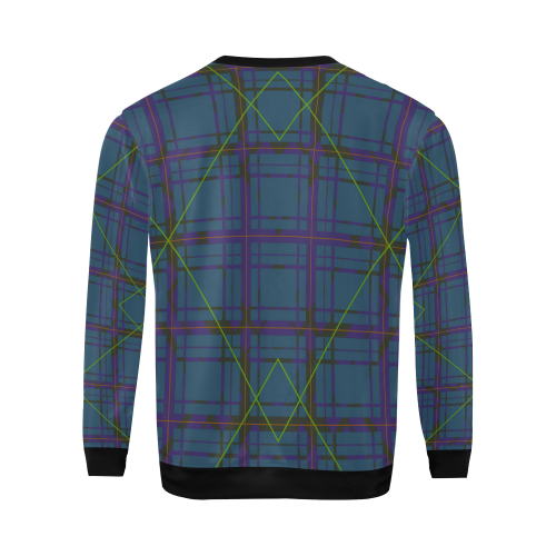 Neon plaid 80's style design All Over Print Crewneck Sweatshirt for Men (Model H18)
