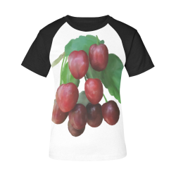 Sour Cherry, watercolor, fruit Women's Raglan T-Shirt/Front Printing (Model T62)