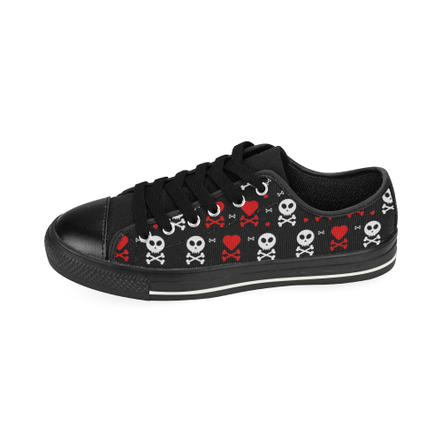 Skull Hearts Low Top Canvas Shoes for Kid (Model 018)