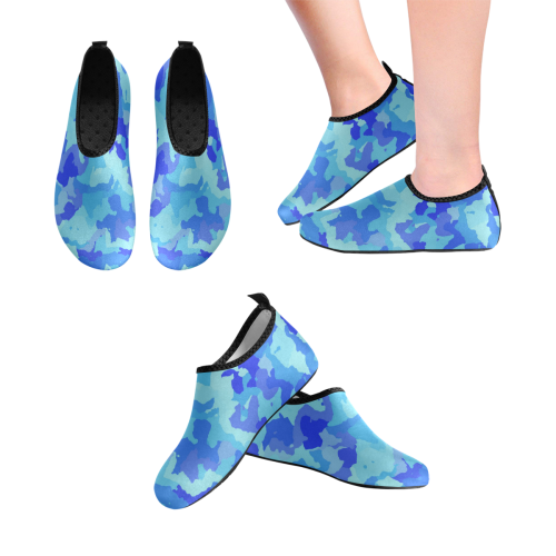 camouflage blue Kids' Slip-On Water Shoes (Model 056)