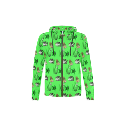 green fishes All Over Print Full Zip Hoodie for Kid (Model H14)