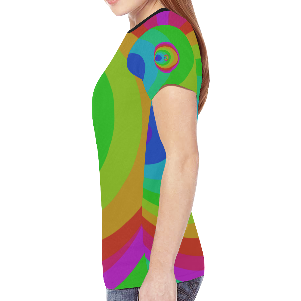 Psy rainbow oval New All Over Print T-shirt for Women (Model T45)