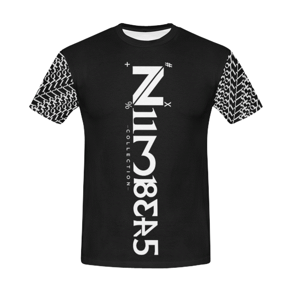 NUMBERS Collection w/1234567 Sleeves Black/White All Over Print T-Shirt for Men (USA Size) (Model T40)