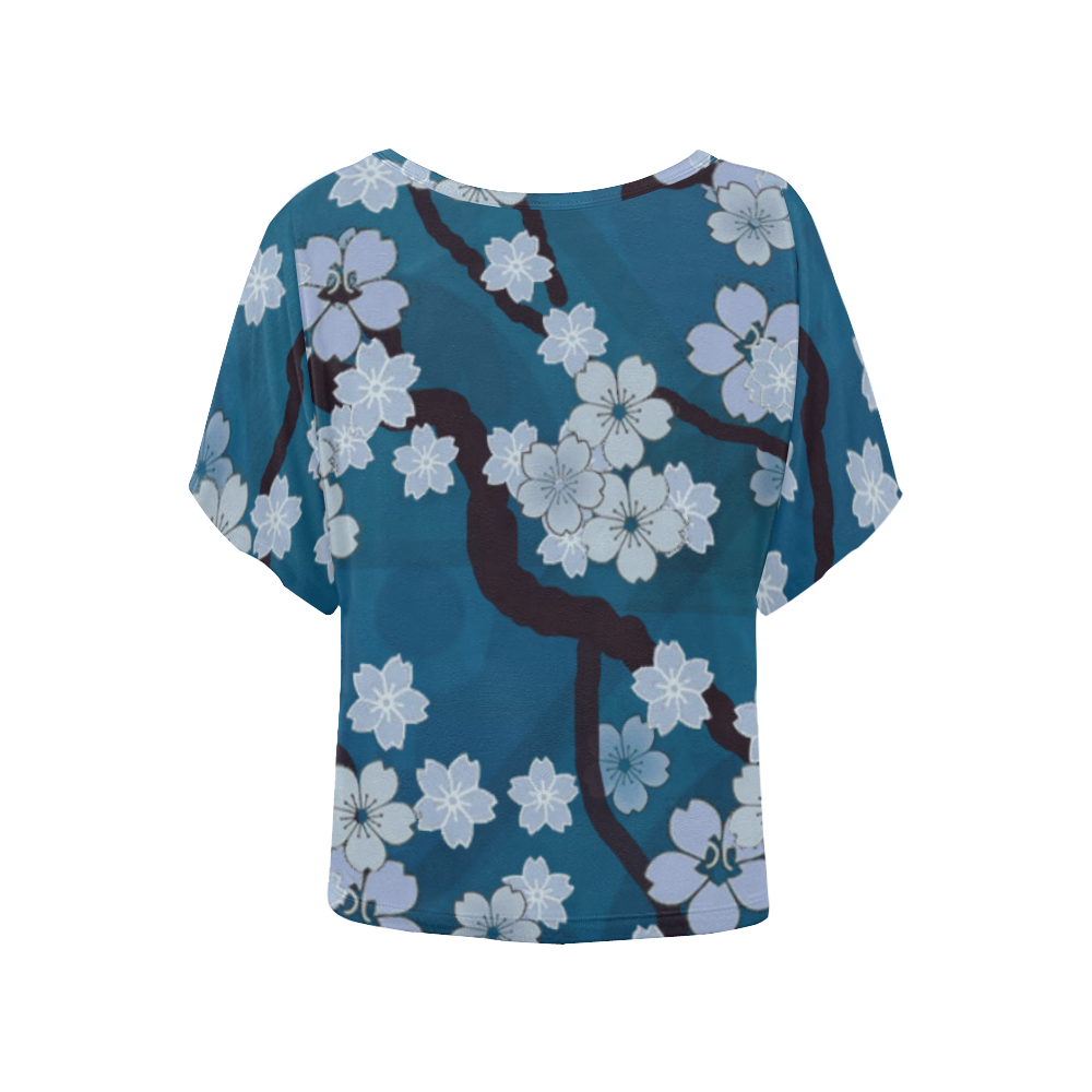 Sakura Breeze Night Blossoms Women's Batwing-Sleeved Blouse T shirt (Model T44)