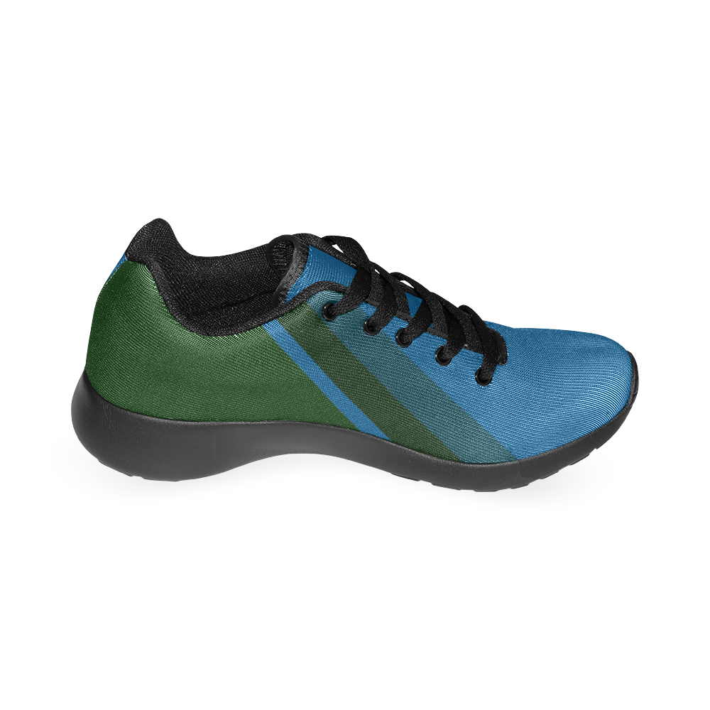 Classic Blue Layers on Dark Green Men’s Running Shoes (Model 020)