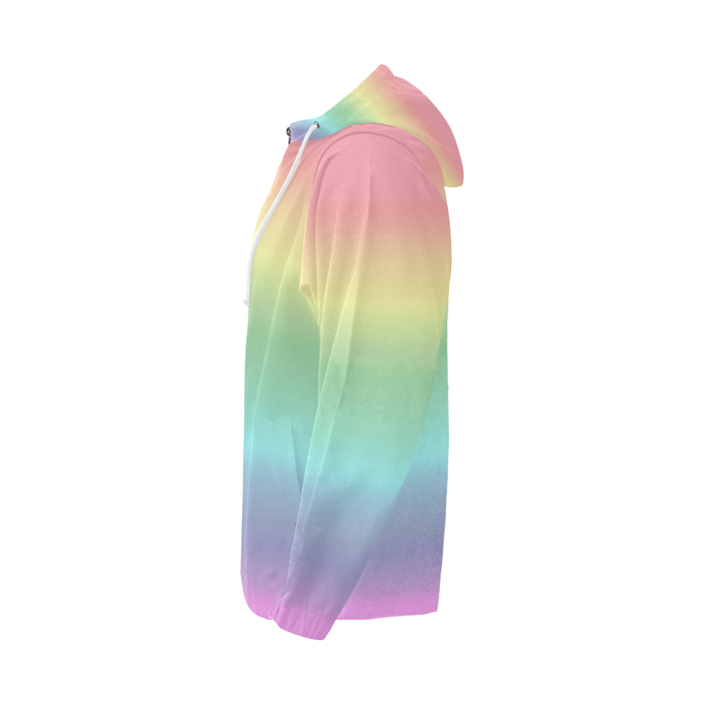 Pastel Rainbow All Over Print Full Zip Hoodie for Men (Model H14)