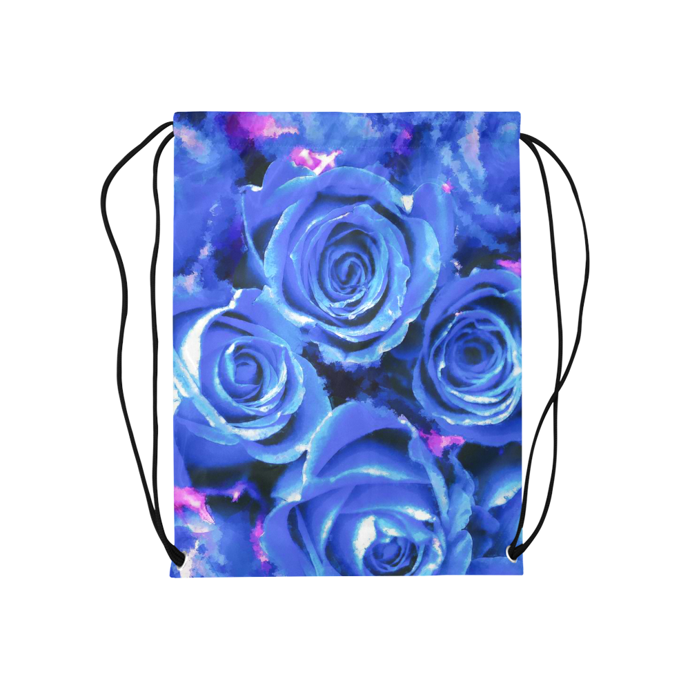 roses are blue Medium Drawstring Bag Model 1604 (Twin Sides) 13.8"(W) * 18.1"(H)