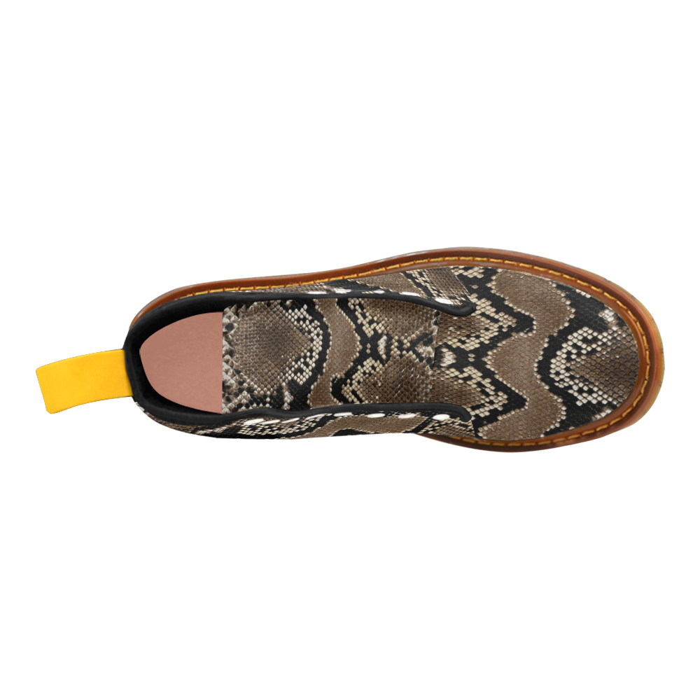 Snakeskin Pattern Dark Brown Martin Boots For Women Model 1203H