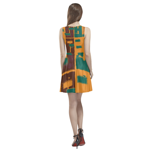 Orange texture Thea Sleeveless Skater Dress(Model D19)