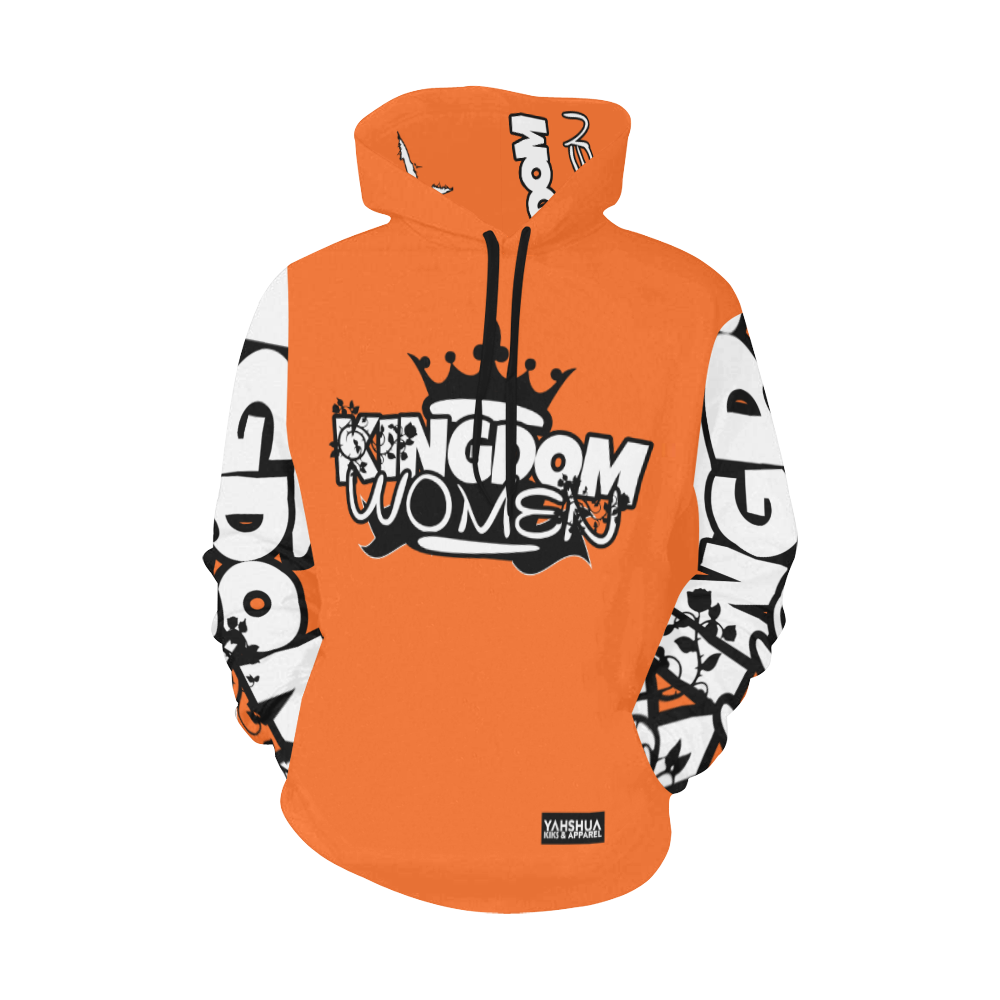 Orange All Over Print Hoodie for Women (USA Size) (Model H13)