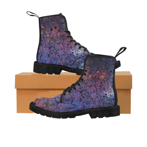 Cosmic Sugar Skulls Martin Boots for Women (Black) (Model 1203H)
